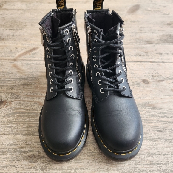 DR.MARTENS ZIP NAPPA 1460 BLACK Combat Moto boots, US Mens 4,US Women's 5 - Picture 7 of 12